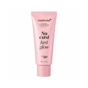 کرم ضد آفتاب بدون رنگ دست و صورت مدیکیوب spf50 مدل NO Cast Just Glow محافظ در برابر UVA،UVB مناسب برای انواع پوست حجم 50 میلی لیتر